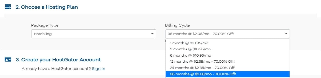 HostGator Shared Price Breaks for Long Term Plans